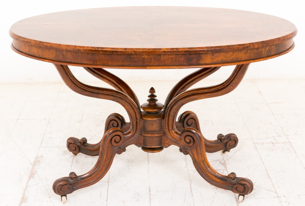 Burr Walnut Basket Base Centre Table