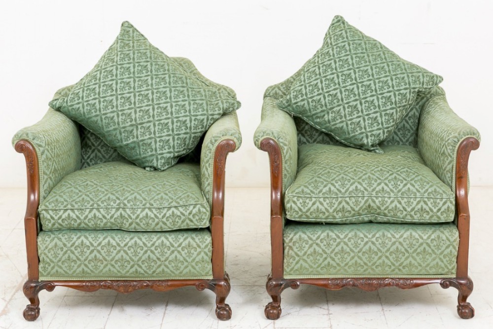 Pair of Chippendale style Mahogany Club Chairs