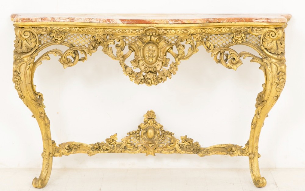 Superb Victorian Gilt Wood and Gesso Console Table