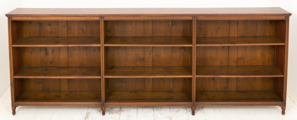 Large Victorian Walnut Open Bookcase