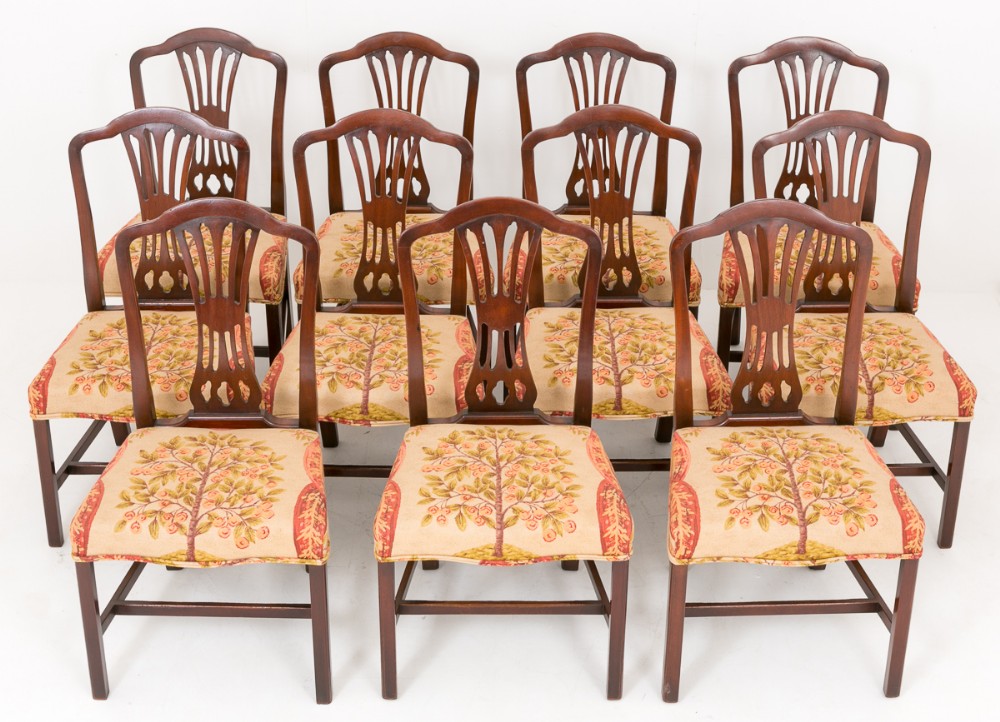 Set of 11 Mahogany Dining Chairs with Hepplewhite influences