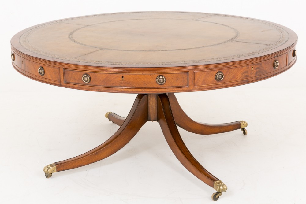 Mahogany Drum Table with Regency influences.