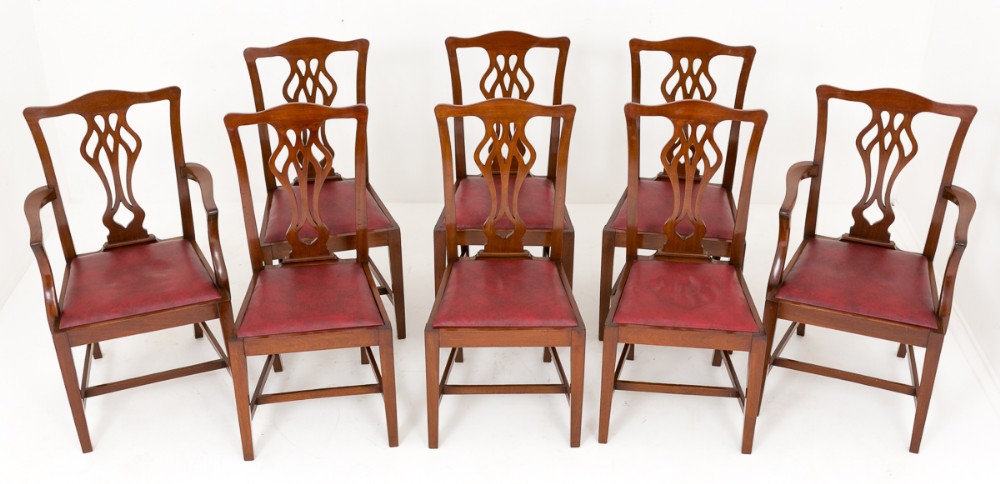 Set of 8 Mahogany Chippendale Style Chairs
