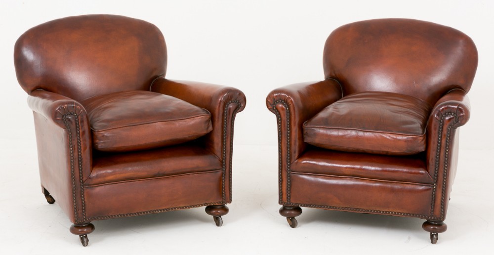 Pair of Art Deco Leather Club Chairs