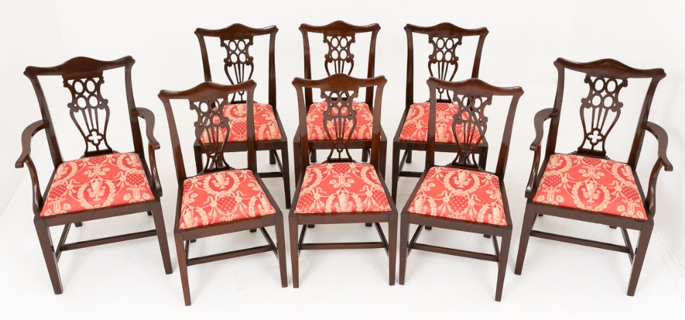 Set of 8 Mahogany Chippendale Style Dining Chairs