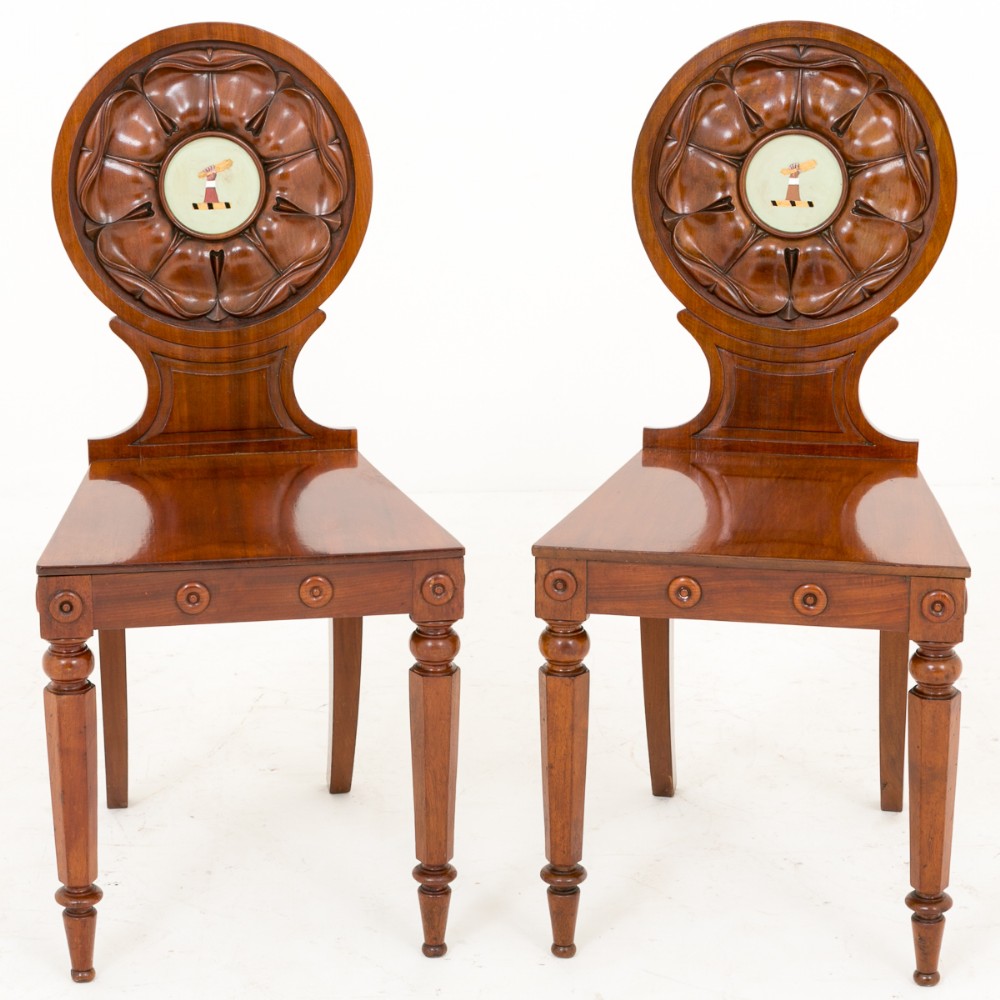 Pretty Pair of William IV Mahogany Hall Chairs