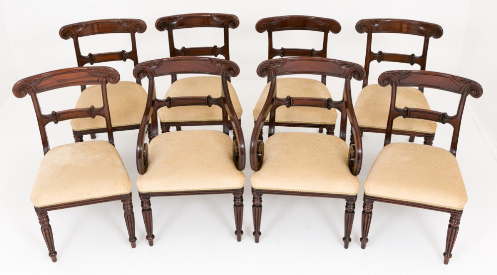 Set of 8 Mahogany William IV Style Dining Chairs