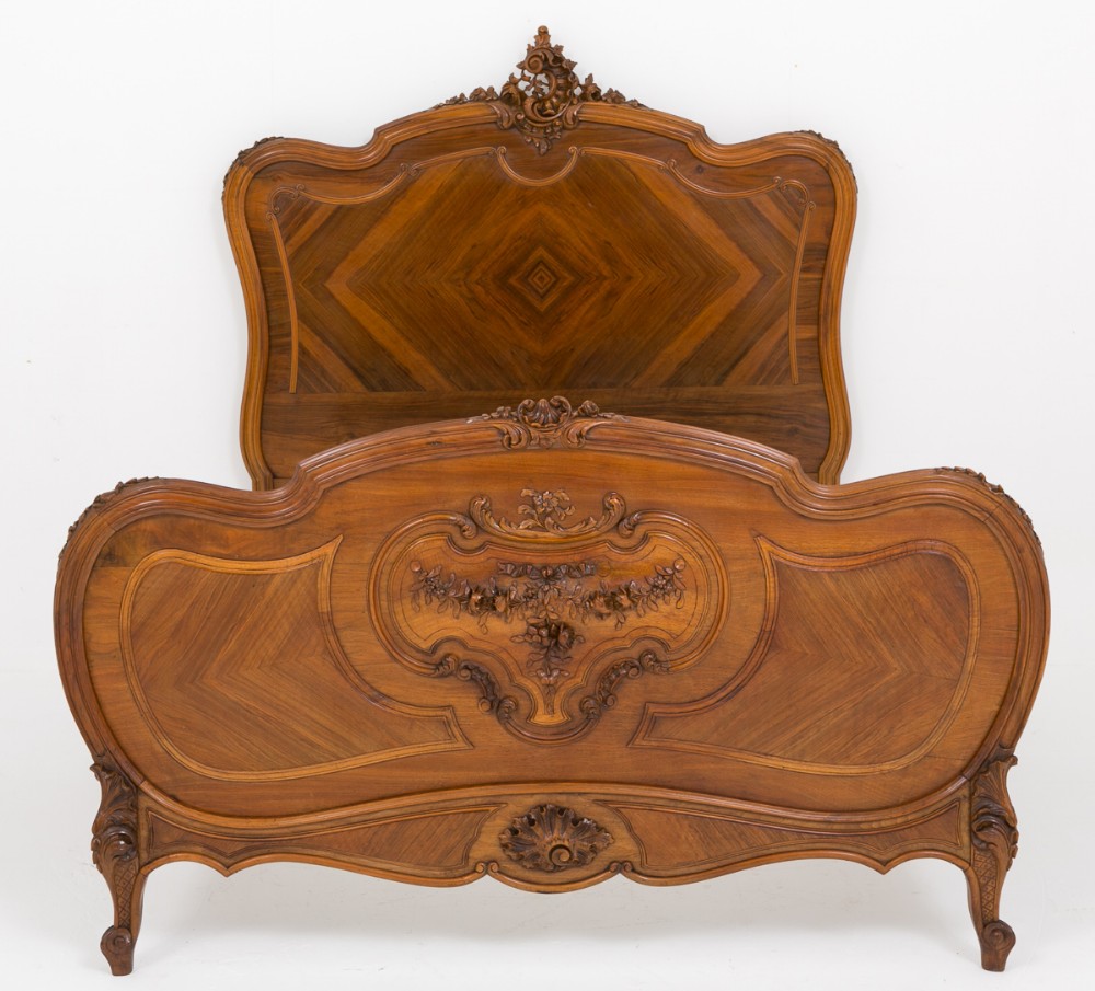 Very Pretty Carved Walnut French Bed