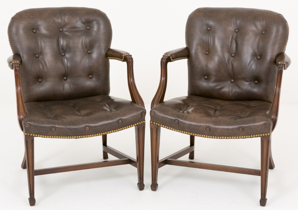 Pair of Mahogany Elbow Chairs