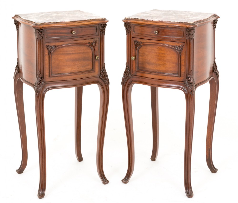 Very Pretty Pair of French Mahogany Bedside Cabinets