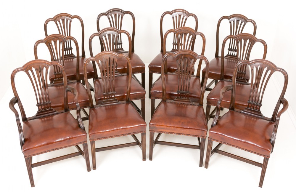 Superb Set of 12 Hepplewhite style Dining Chairs