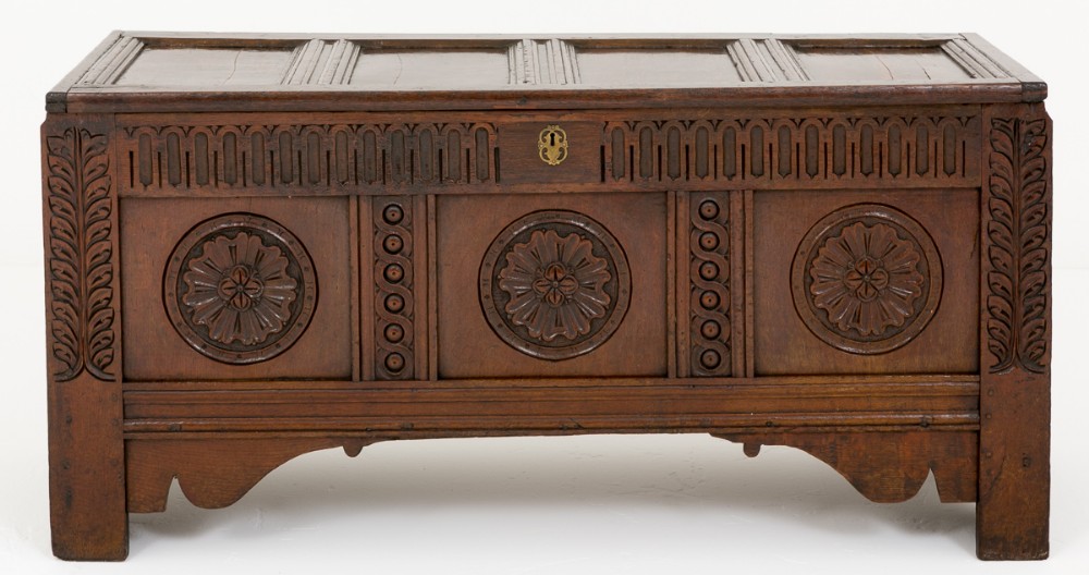 18th Century Carved Oak Coffer