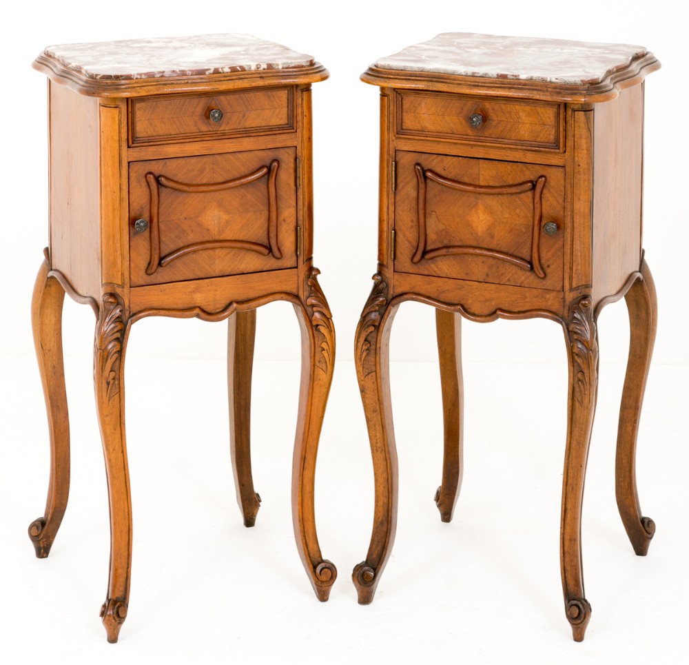 Pair of French Walnut Bedside Cabinets