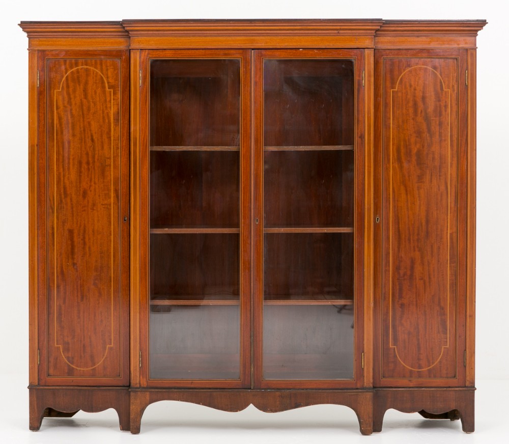 Sheraton Revival Mahogany Inlaid Bookcase