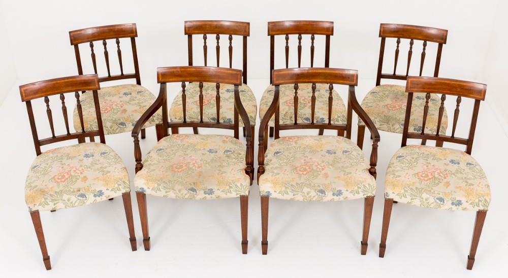 Set of 8 Mahogany Hepplewhite Style Dining Chairs