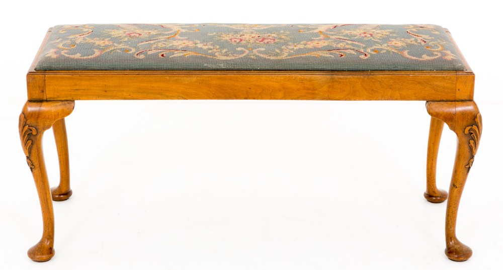 Walnut Queen Anne Style Duet Piano Stool