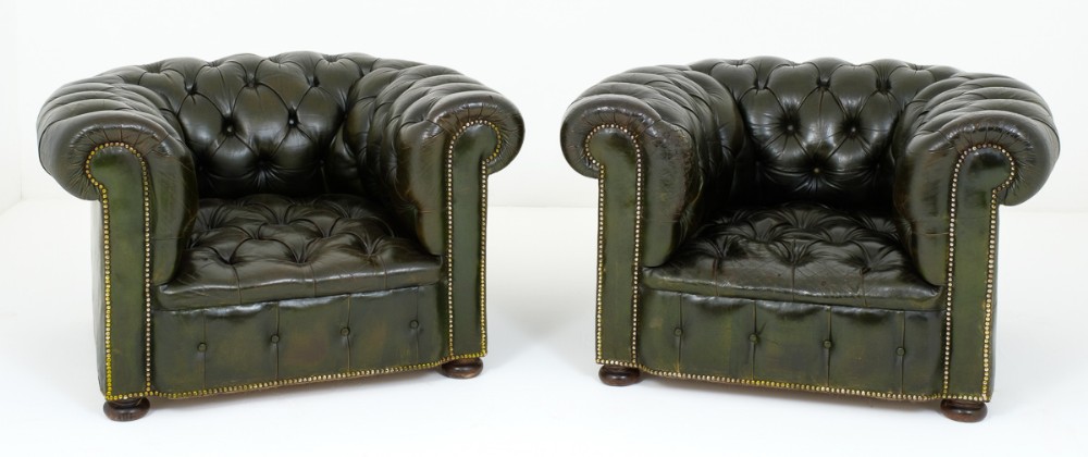 Good pair of Deep Buttoned Leather Chairs