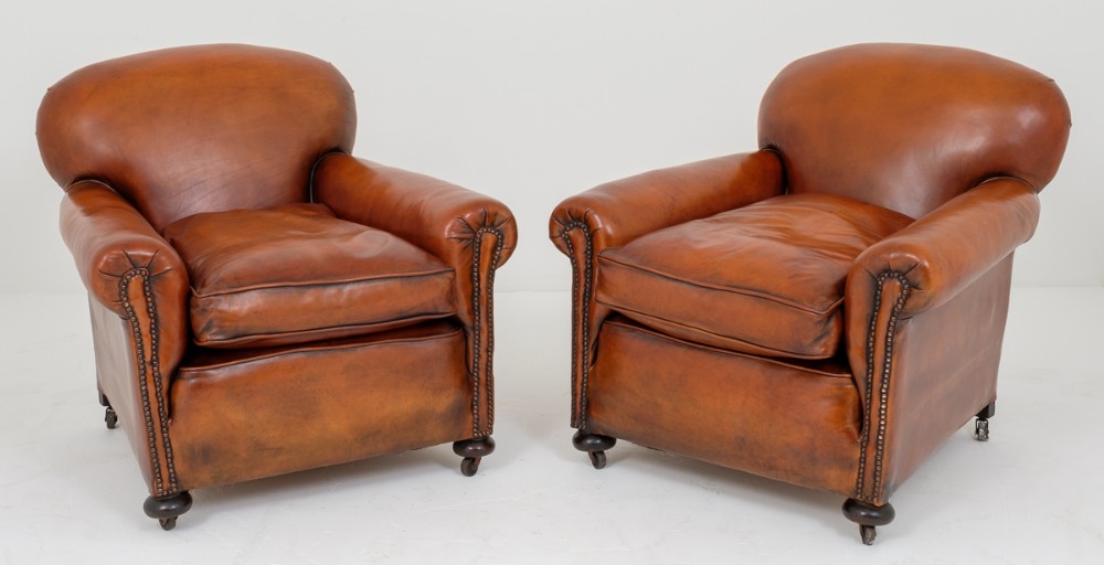 Pair of Art Deco Leather Club Chairs