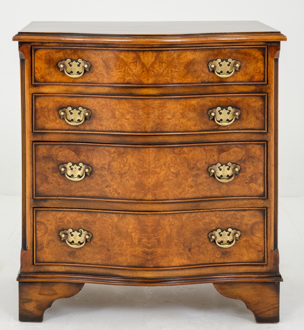Burr Walnut Serpentine Chest of Drawers