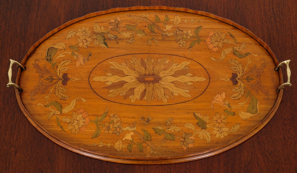 Victorian Satinwood and Marquetry Drinks Tray