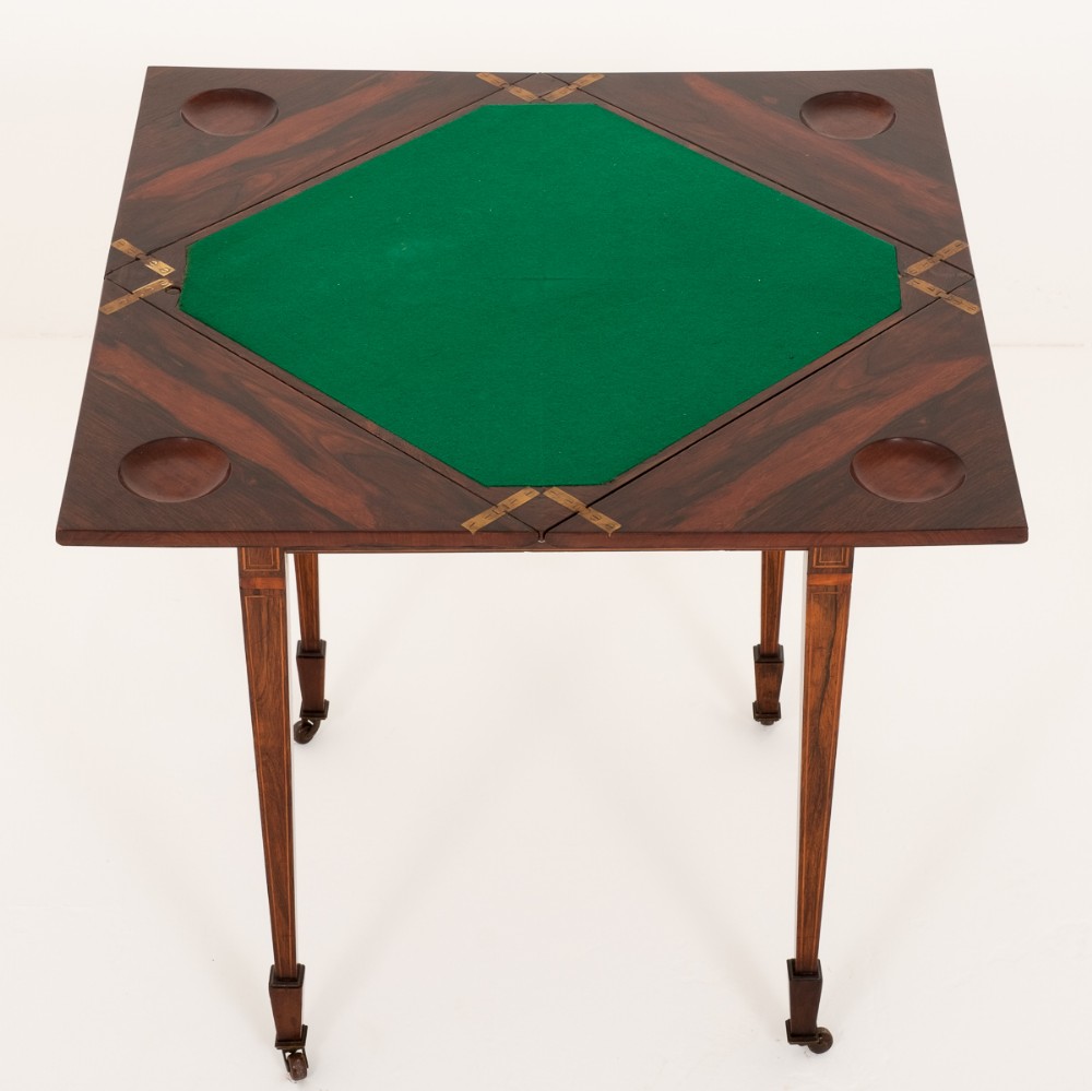 Sheraton Revival Rosewood Envelope Card Table