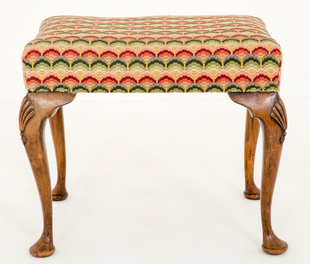Walnut Queen Anne Style Piano Stool