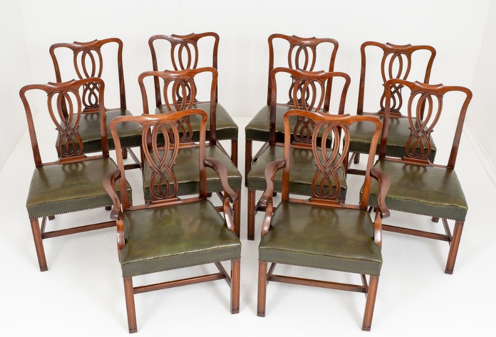 Set of 10 Hepplewhite Style Mahogany Dining Chairs