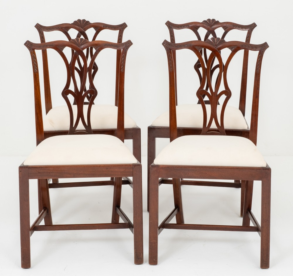 Set of 4 Mahogany Chippendale Style Dining Chairs