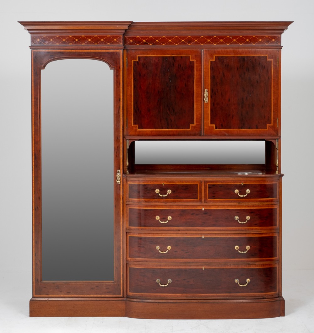 Superb Quality Mahogany Combination Wardrobe