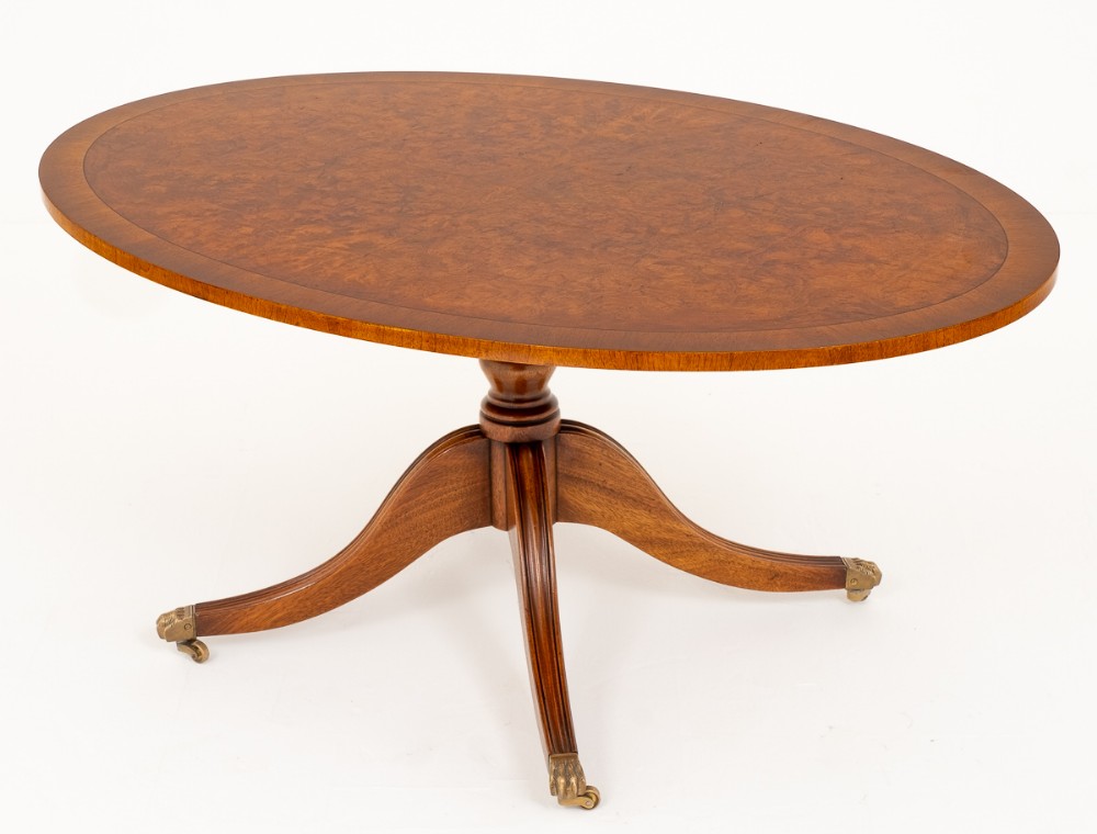 Stunning Burr Walnut Oval Coffee Table