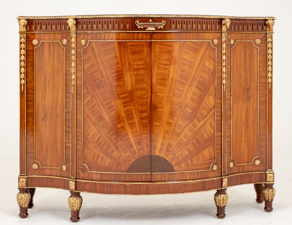 Stunning Mahogany and Gilt Serpentine Side Cabinet