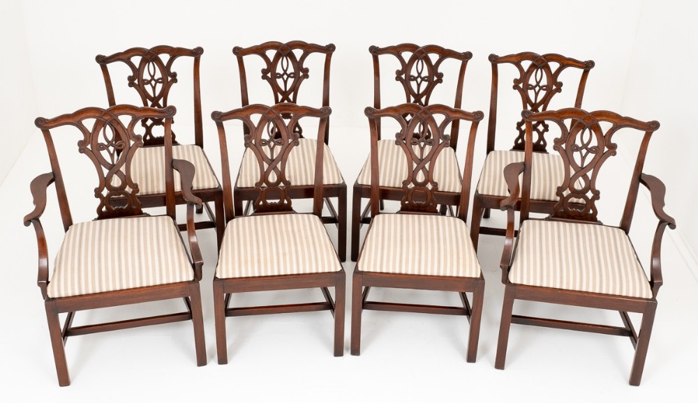 Set of 8 Mahogany Chippendale Style Dining Chairs