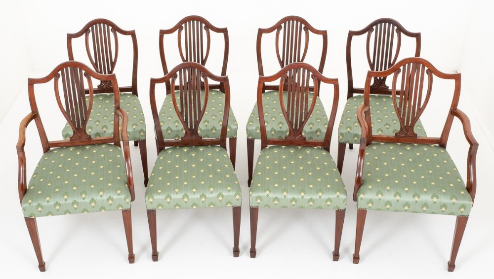 Set of 8 Mahogany Hepplewhite Style Dining Chairs