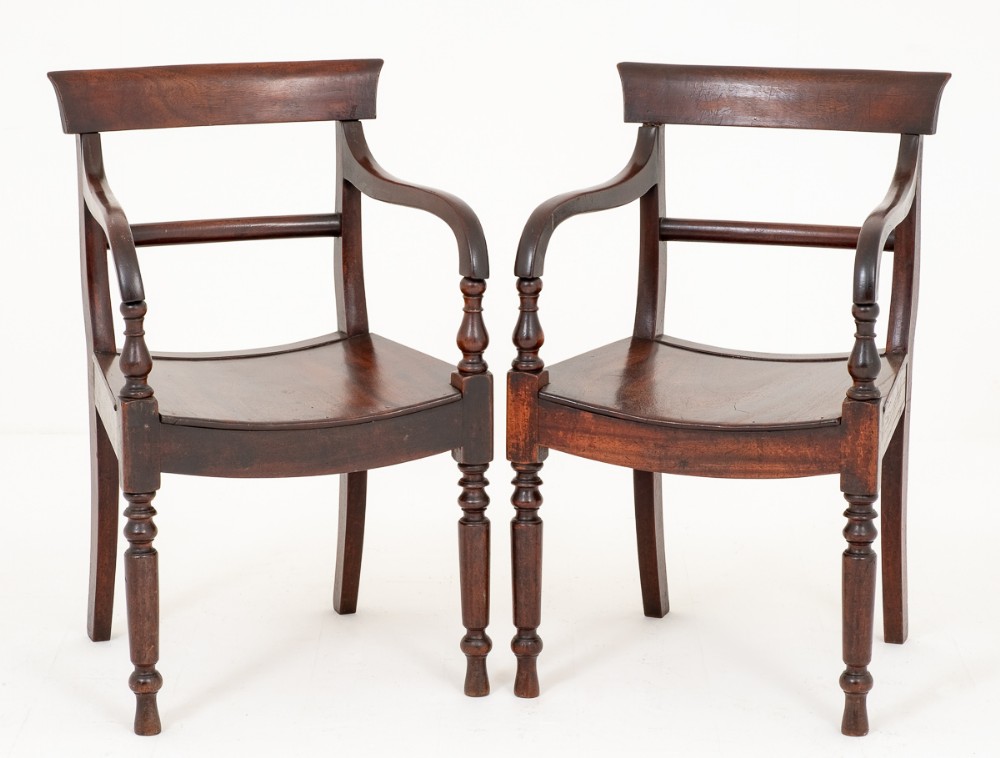 Pair of Early Victorian Mahogany Open Arm Chairs