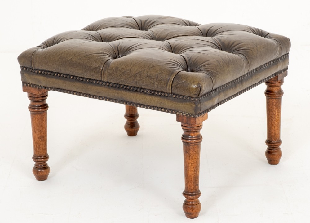 Victorian Style Leather Foot Stool