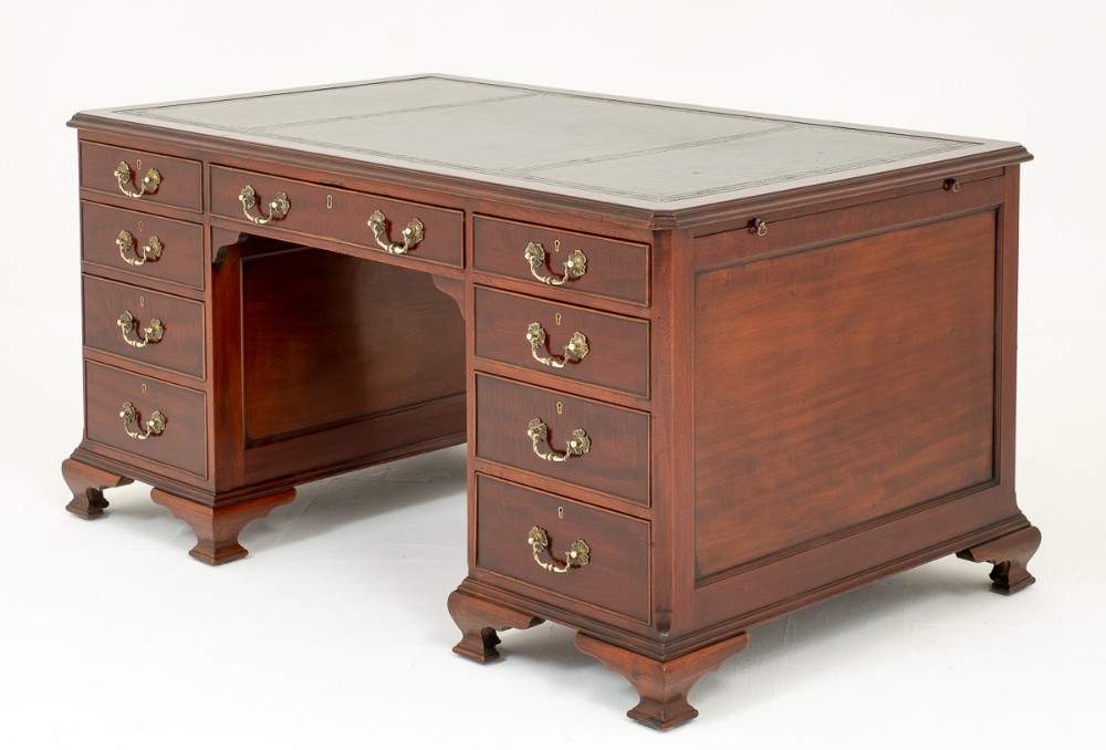 Mahogany Partners Desk with Chippendale Influences