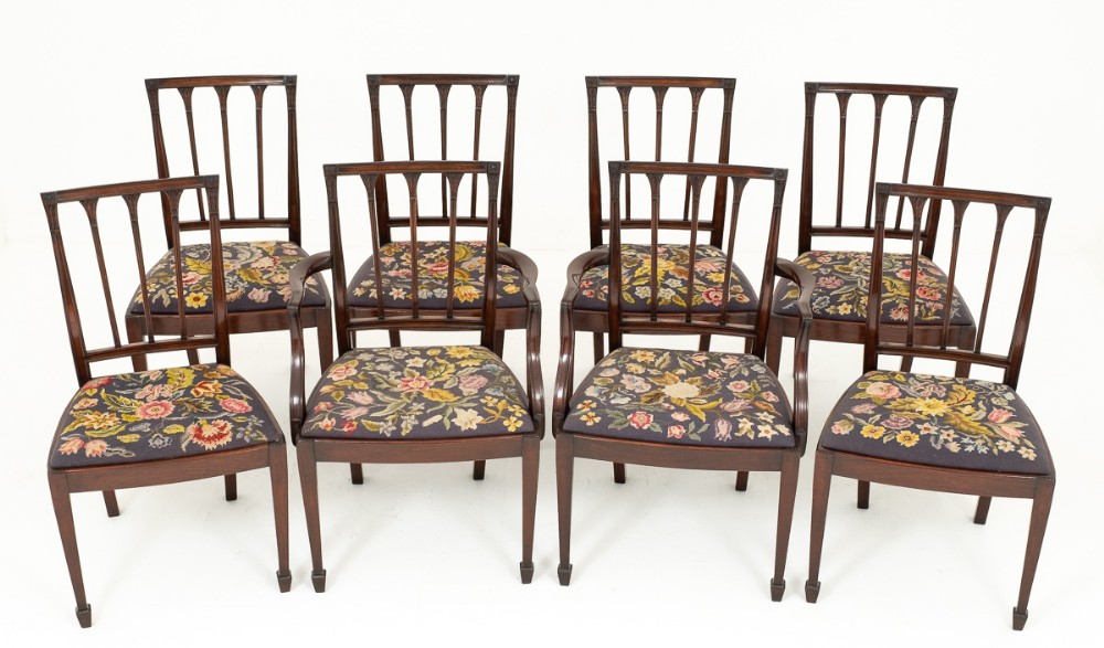 Set of 8 Mahogany Hepplewhite Style Dining Chairs
