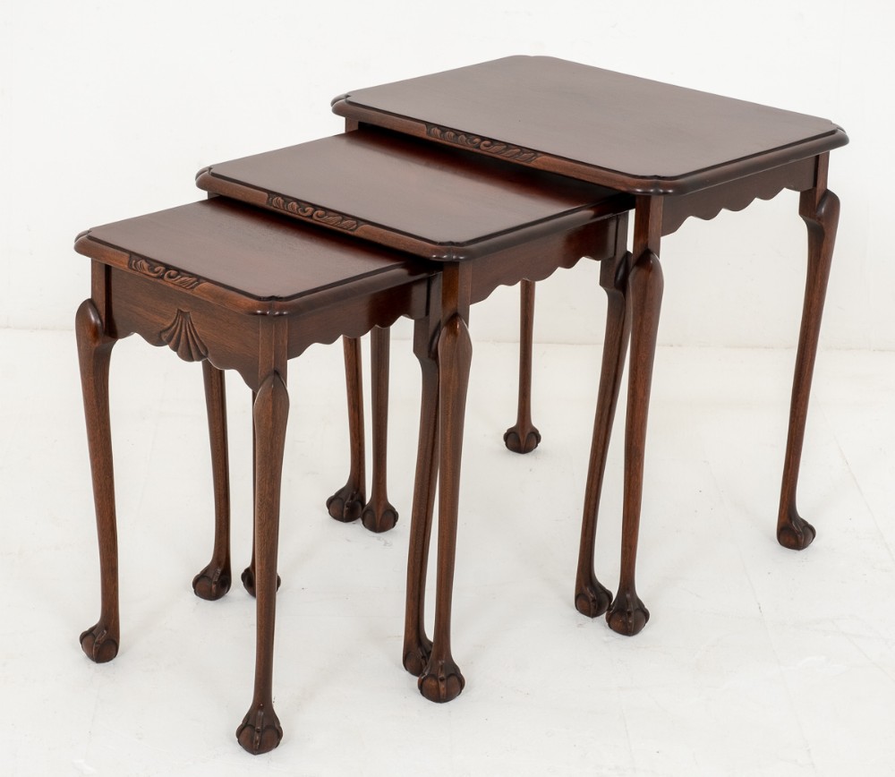 Mahogany Chippendale Style Nest of 3 Tables