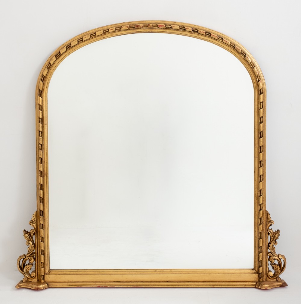 Victorian Style Carved Giltwood Overmantle Mirror