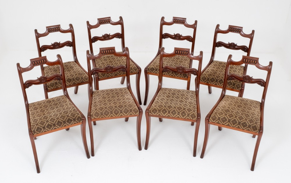Stunning Set of 8 Regency Mahogany Dining Chairs