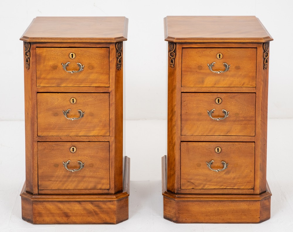 Pair of Victorian Satin Birch Bedside Cabinets