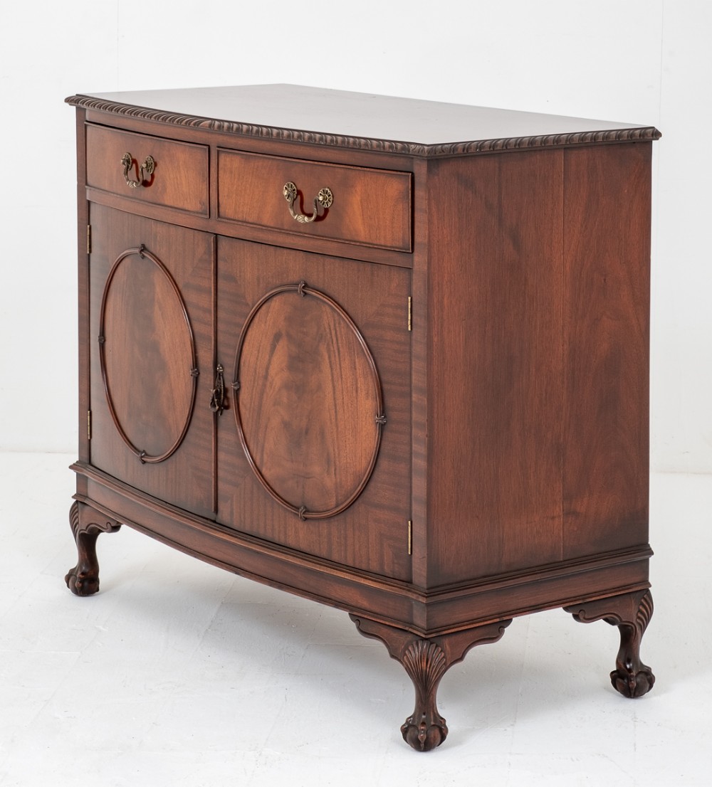 Chippendale Style Mahogany Bow Side Cabinet
