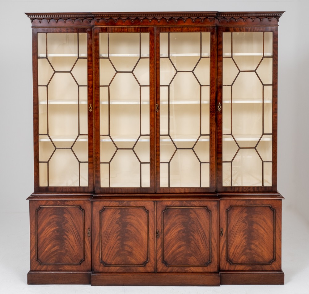 George II Style Mahogany Breakfront Bookcase