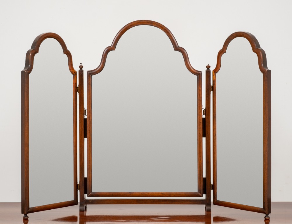 Mahogany Queen Anne Style Triple Mirror