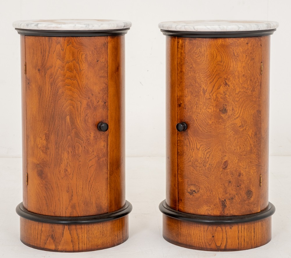 Pair of Victorian Style Figured Oak Bedside Cabinets