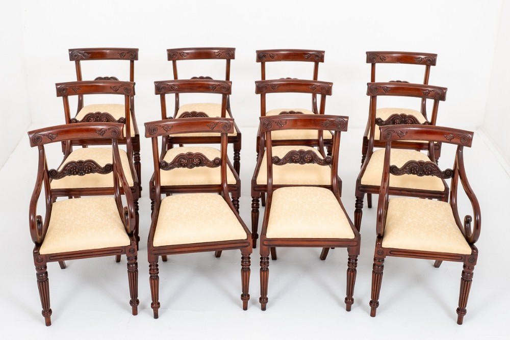 Set of 12 William IV Style Mahogany Dining Chairs