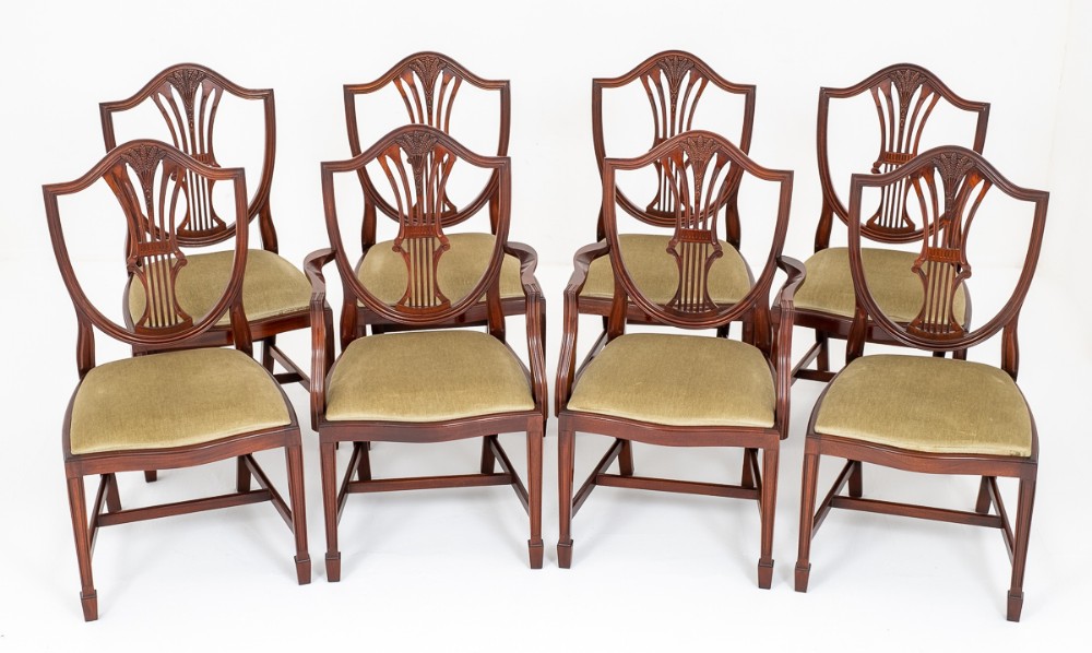 Set of 8 Mahogany Shield Back Dining Chairs