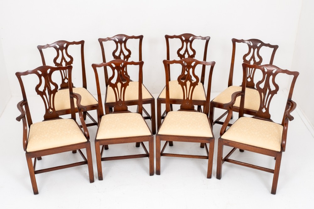 Set of 8  Mahogany Chippendale Style Dining Chairs.