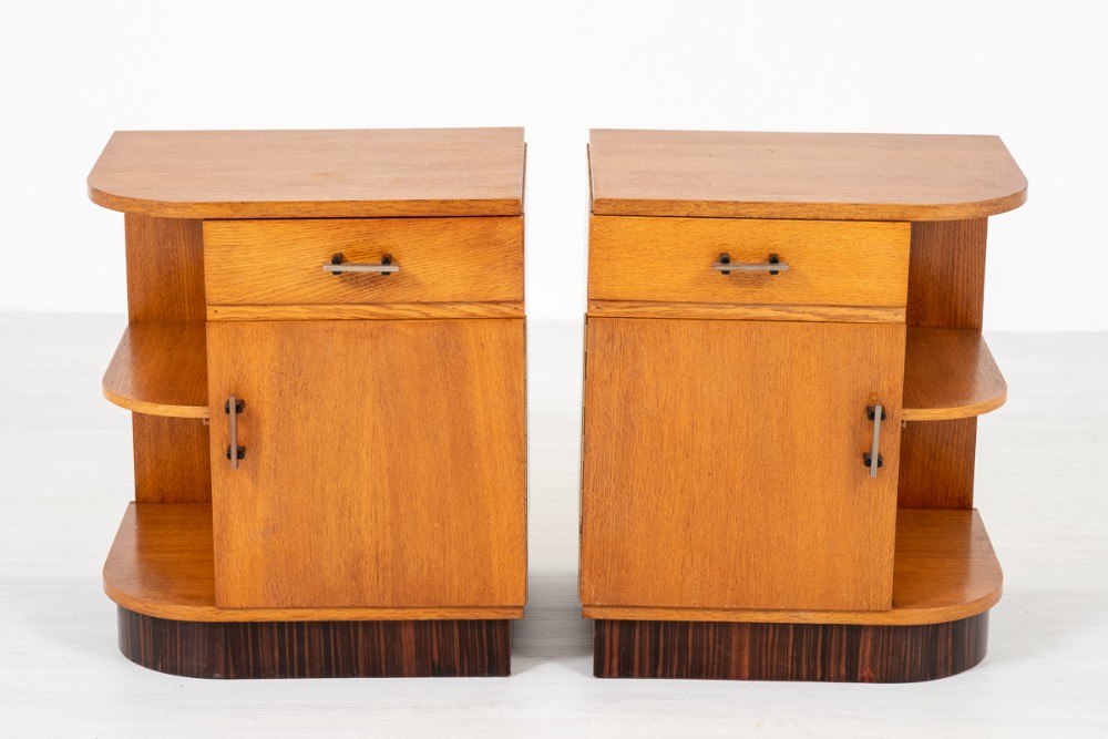 Pair of Oak Art Deco Bedside Cabinets