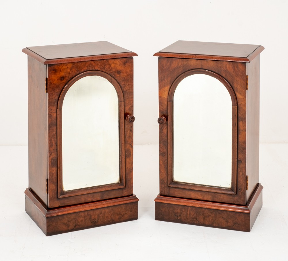 Pair of Victorian Figured Walnut Bedside Cabinets